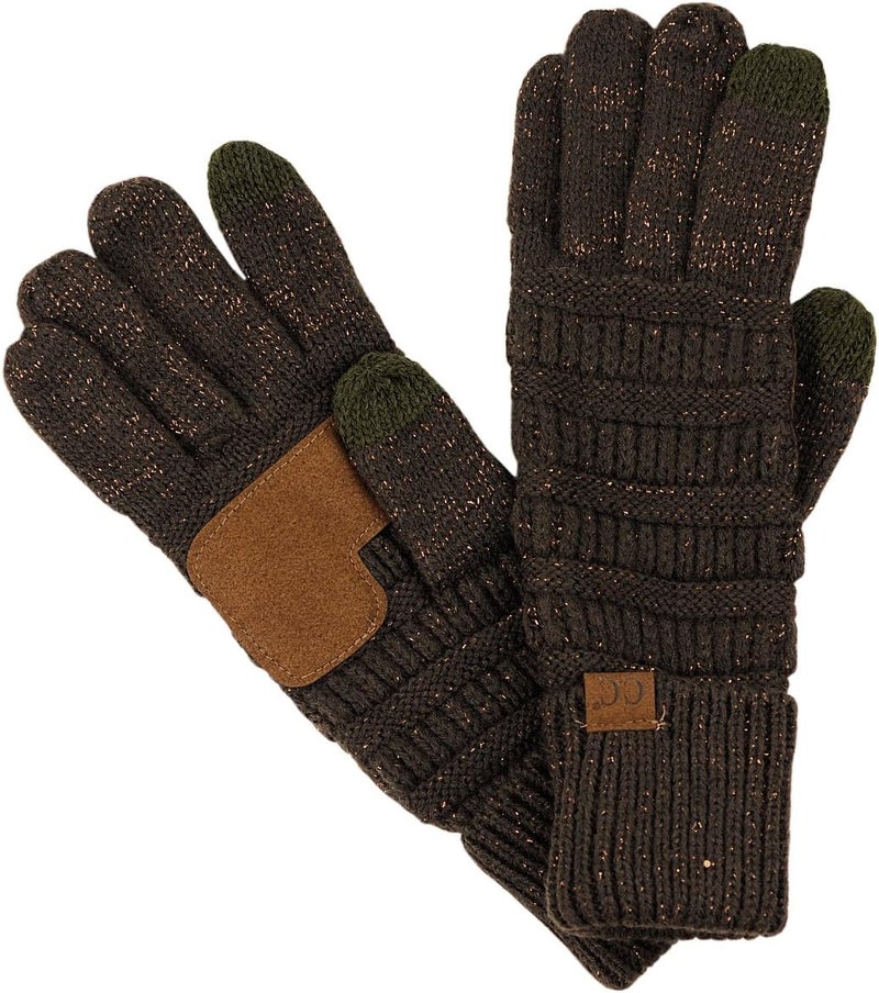 Cc Unisex Cable Knit Winter Warm Anti-Slip Touchscreen Texting Gloves - Image 1