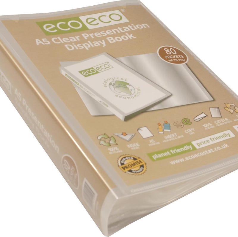 eco149 A5 50% Recycled 80 Pocket Clear Presentation Book with Plastic Sleeves - Image 2