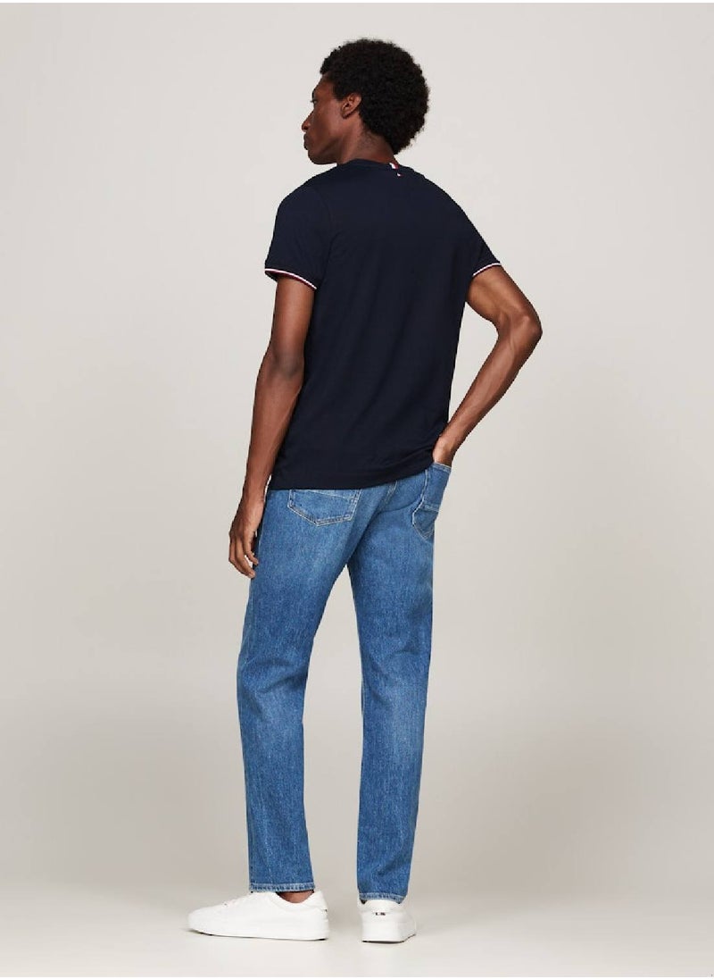 TOMMY HILFIGER Men's Tipped Logo Slim Fit T-Shirt -  Pure cotton, Blue  - Image 3