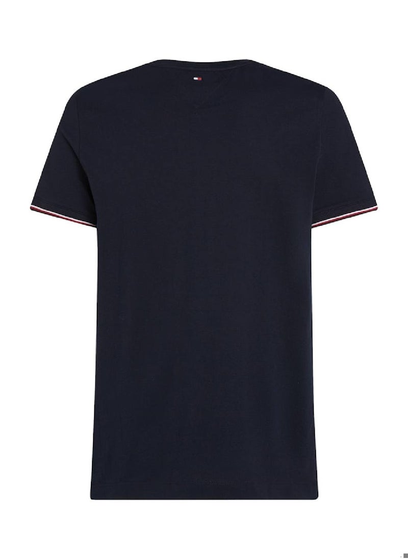 TOMMY HILFIGER Men's Tipped Logo Slim Fit T-Shirt -  Pure cotton, Blue  - Image 5