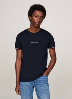 TOMMY HILFIGER Men's Tipped Logo Slim Fit T-Shirt -  Pure cotton, Blue  - Image 1