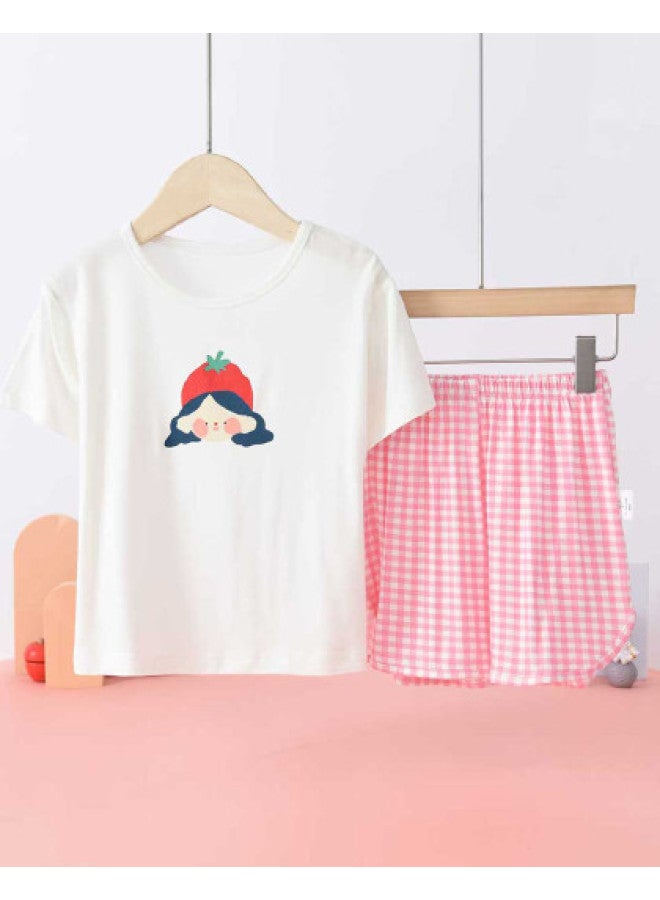 Bornbay Breathable Thin Summer Girls' Homewear Set Kids Soft Comfort Short Sleeve Shorts Outfit - Image 1