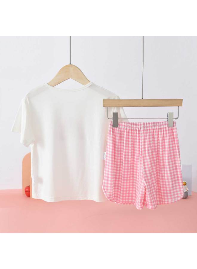 Bornbay Breathable Thin Summer Girls' Homewear Set Kids Soft Comfort Short Sleeve Shorts Outfit - Image 3