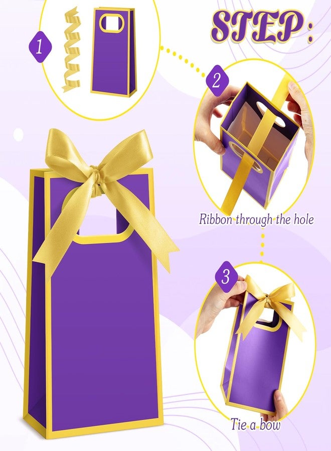 Kolldenn 24 Pcs Small Gift Bags with Bow 6.3 x 3.9 x 2.8 Inch Thank You Gift Bags Elegant Mini Paper Bag with Handles for Wedding Bridal Birthday Baby Shower Bridesmaid Party Favors(Purple) - Image 4