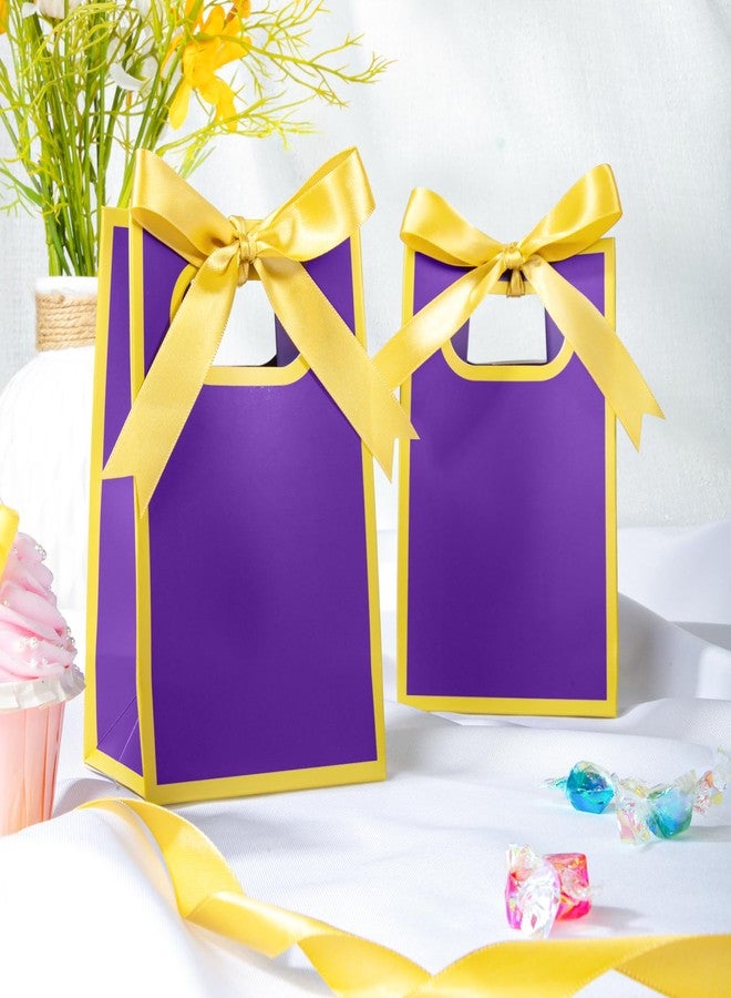 Kolldenn 24 Pcs Small Gift Bags with Bow 6.3 x 3.9 x 2.8 Inch Thank You Gift Bags Elegant Mini Paper Bag with Handles for Wedding Bridal Birthday Baby Shower Bridesmaid Party Favors(Purple) - Image 3