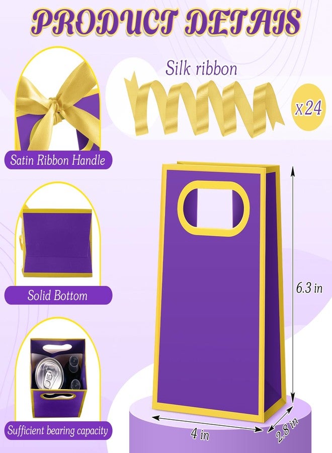 Kolldenn 24 Pcs Small Gift Bags with Bow 6.3 x 3.9 x 2.8 Inch Thank You Gift Bags Elegant Mini Paper Bag with Handles for Wedding Bridal Birthday Baby Shower Bridesmaid Party Favors(Purple) - Image 2