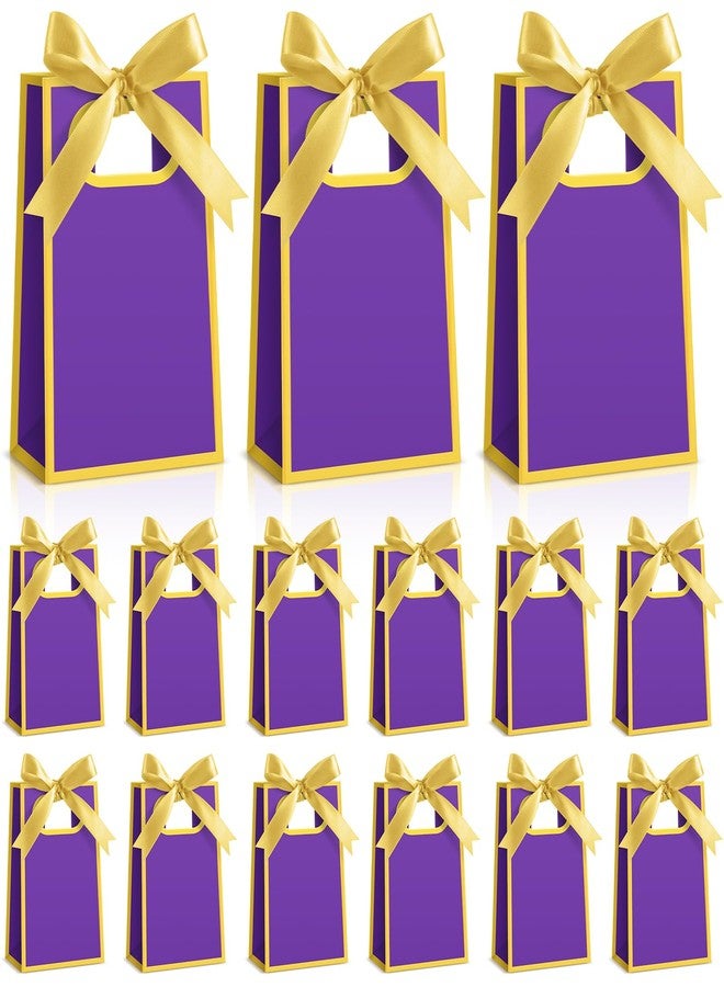Kolldenn 24 Pcs Small Gift Bags with Bow 6.3 x 3.9 x 2.8 Inch Thank You Gift Bags Elegant Mini Paper Bag with Handles for Wedding Bridal Birthday Baby Shower Bridesmaid Party Favors(Purple) - Image 1