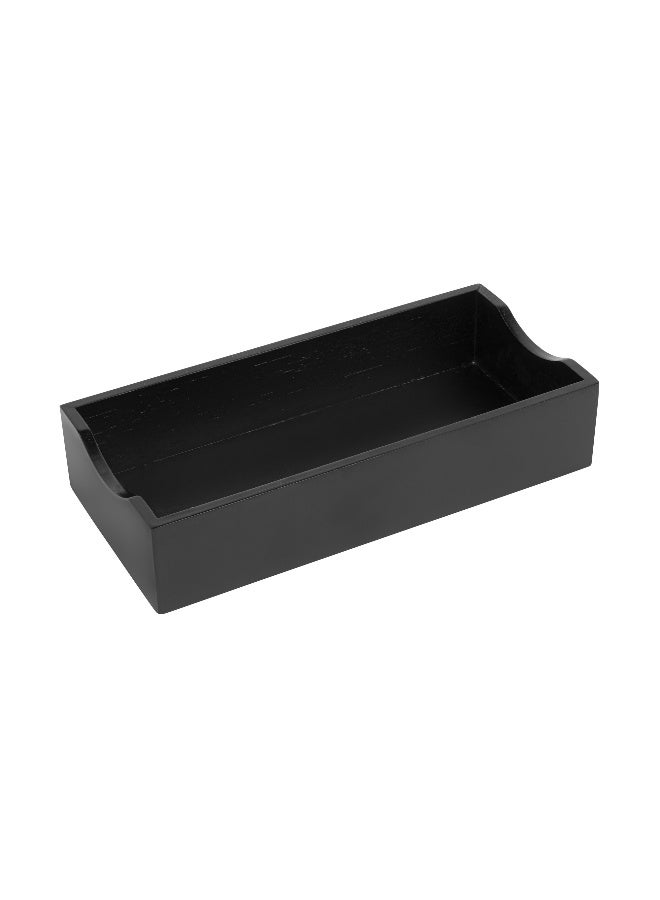 Restaurantware 9.5 x 4.25 x 2 Inch Flat Napkin Holder, 1 Rectangle Wooden Napkin Holder - For Kitchen Tables or Countertops, Sturdy, Black Bamboo Kitchen Napkin Holder, Dining Room Decor - Image 1