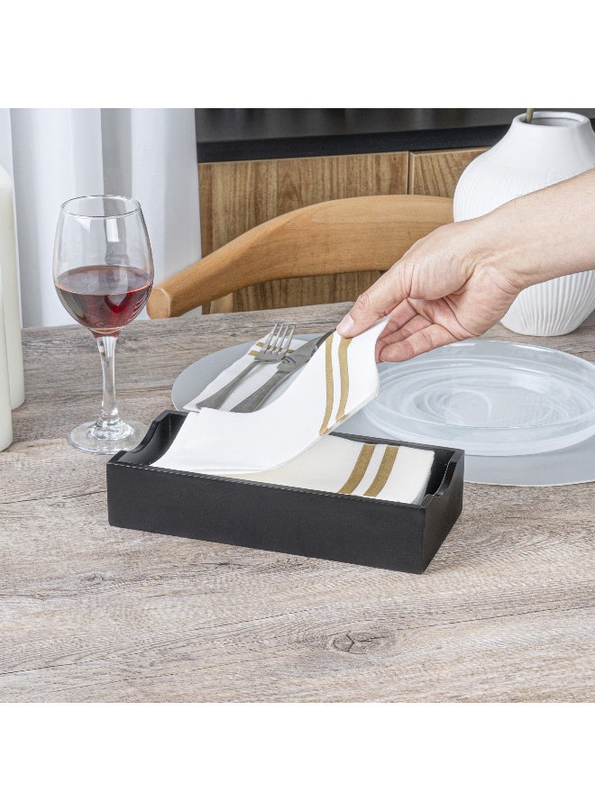 Restaurantware 9.5 x 4.25 x 2 Inch Flat Napkin Holder, 1 Rectangle Wooden Napkin Holder - For Kitchen Tables or Countertops, Sturdy, Black Bamboo Kitchen Napkin Holder, Dining Room Decor - Image 5
