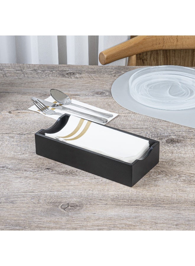 Restaurantware 9.5 x 4.25 x 2 Inch Flat Napkin Holder, 1 Rectangle Wooden Napkin Holder - For Kitchen Tables or Countertops, Sturdy, Black Bamboo Kitchen Napkin Holder, Dining Room Decor - Image 3
