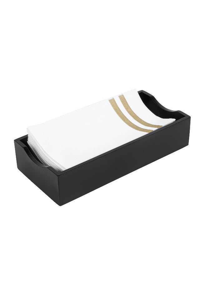 Restaurantware 9.5 x 4.25 x 2 Inch Flat Napkin Holder, 1 Rectangle Wooden Napkin Holder - For Kitchen Tables or Countertops, Sturdy, Black Bamboo Kitchen Napkin Holder, Dining Room Decor - Image 2