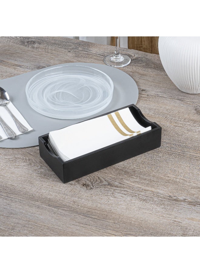 Restaurantware 9.5 x 4.25 x 2 Inch Flat Napkin Holder, 1 Rectangle Wooden Napkin Holder - For Kitchen Tables or Countertops, Sturdy, Black Bamboo Kitchen Napkin Holder, Dining Room Decor - Image 4
