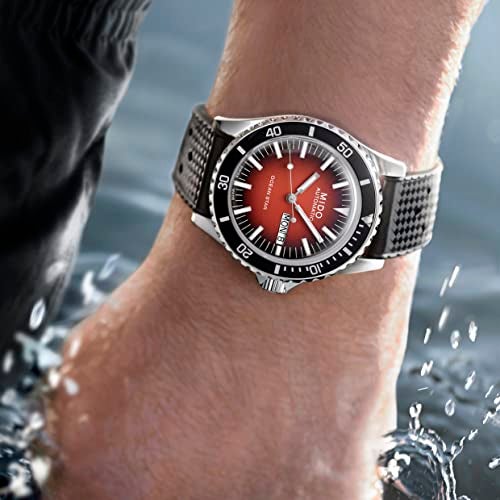 MIDO Ocean Star Tribute Gradient - Swiss Automatic Watch for Men - Red Dial - 40.5mm Stainless Steel Case - Black Rubber Strap - M0268301742100 - Image 3