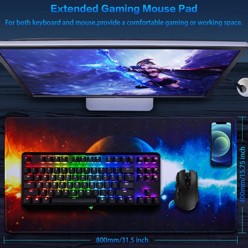 Canjoy Gaming Mouse Pad, Large Extended Mouse Pad Big Computer Mousepad for Home Office Gaming Work 31.5x15.7inch - Image 2
