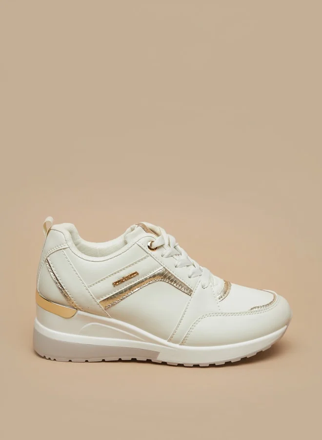 فلورا بيلا من شو إكسبرس Women's Panelled Wedge Heel Lace-Up Sneakers
