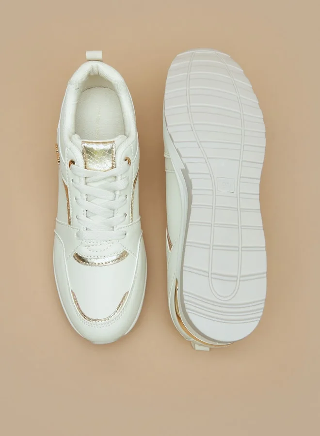 فلورا بيلا من شو إكسبرس Women's Panelled Wedge Heel Lace-Up Sneakers