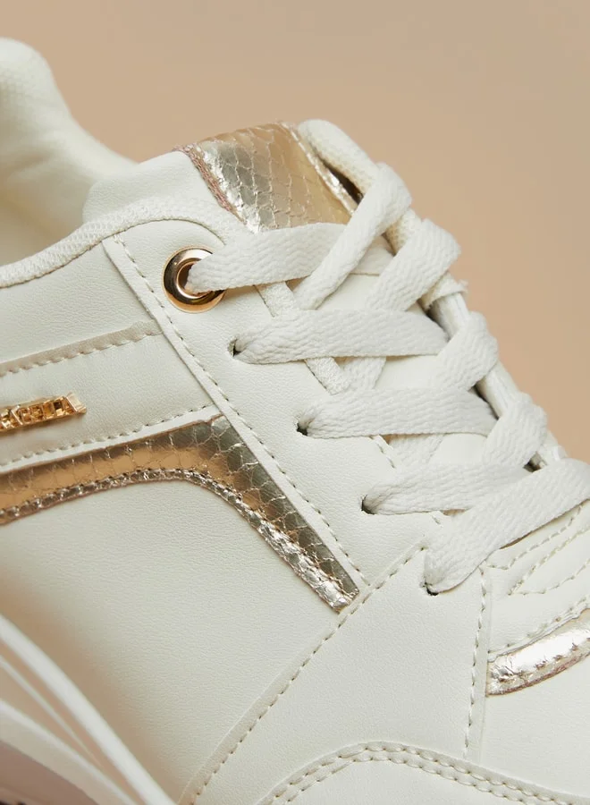 فلورا بيلا من شو إكسبرس Women's Panelled Wedge Heel Lace-Up Sneakers