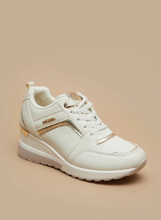 فلورا بيلا من شو إكسبرس Women's Panelled Wedge Heel Lace-Up Sneakers