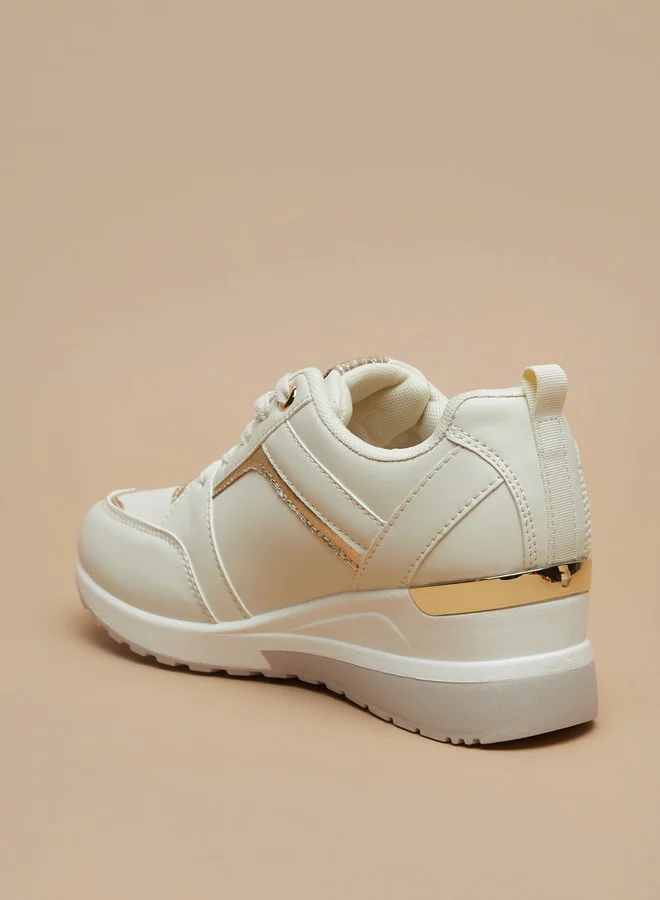 فلورا بيلا من شو إكسبرس Women's Panelled Wedge Heel Lace-Up Sneakers