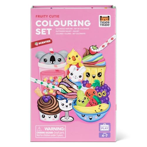 Tiger Tribe Scented Coloring Set Fruitie Cutie for Kids 8 Scented Markers 36 Coloring Pages Portable Activity for Ages 48 TravelFriendly Gift - Image 1