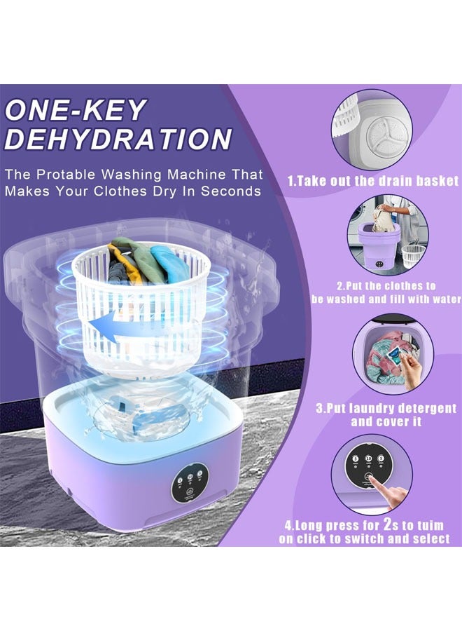 غسالة صغيرة، غسالة محمولة قابلة للطي، سعة كبيرة 11 لتر، غسالة غسيل صغيرة قابلة للطي للشقة، السفر، السيارة الترفيهية، الملابس الداخلية، الجوارب، ملابس الأطفال، أرجواني - Image 2