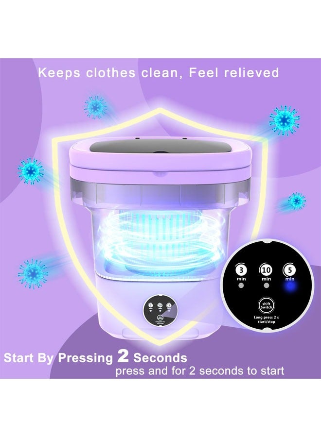 غسالة صغيرة، غسالة محمولة قابلة للطي، سعة كبيرة 11 لتر، غسالة غسيل صغيرة قابلة للطي للشقة، السفر، السيارة الترفيهية، الملابس الداخلية، الجوارب، ملابس الأطفال، أرجواني - Image 5