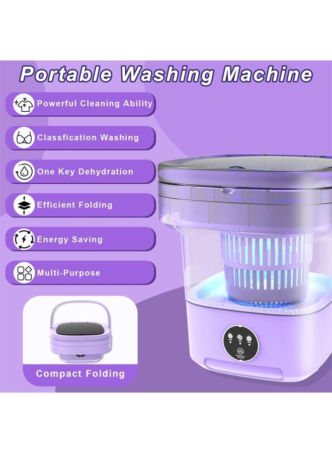 غسالة صغيرة، غسالة محمولة قابلة للطي، سعة كبيرة 11 لتر، غسالة غسيل صغيرة قابلة للطي للشقة، السفر، السيارة الترفيهية، الملابس الداخلية، الجوارب، ملابس الأطفال، أرجواني - Image 3