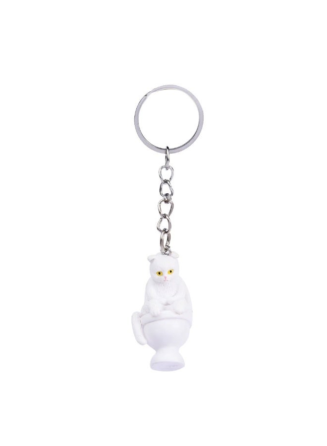 Creative Cartoon Toilet Cat Keychain Funny Toy Animal Key Ring for Women Men DIY Car Handbag Phone Case Pendant Accessories Gift-Color:A