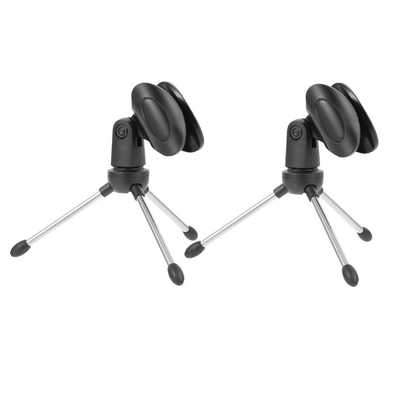 Zerodeko 2pcs Desktop Tripod Microphone Stand with Metal Bracket Spring Clamp - Image 2
