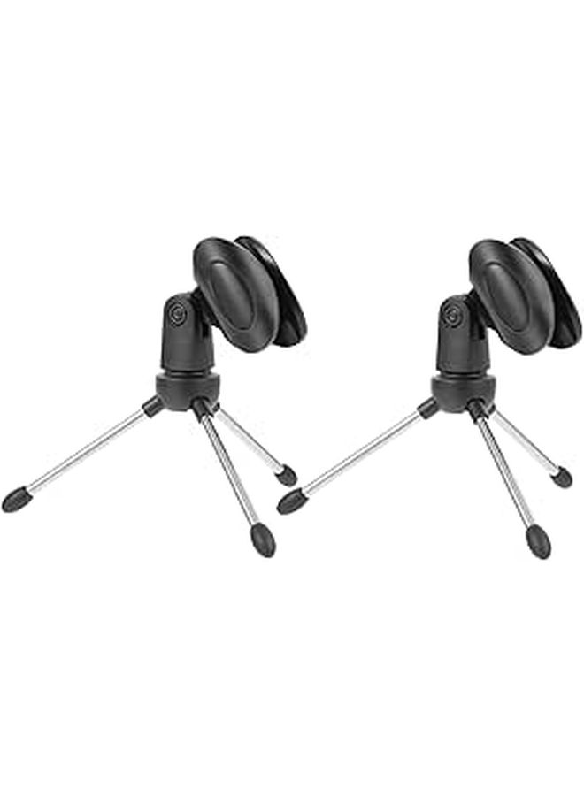 Zerodeko 2pcs Desktop Tripod Microphone Stand with Metal Bracket Spring Clamp - Image 1