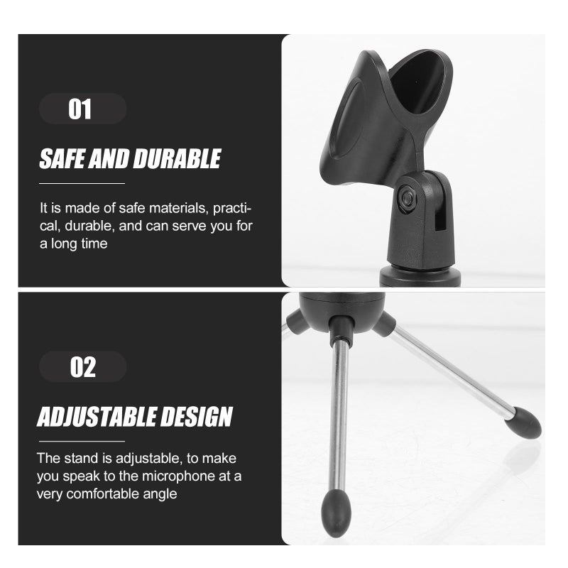 Zerodeko 2pcs Desktop Tripod Microphone Stand with Metal Bracket Spring Clamp - Image 4