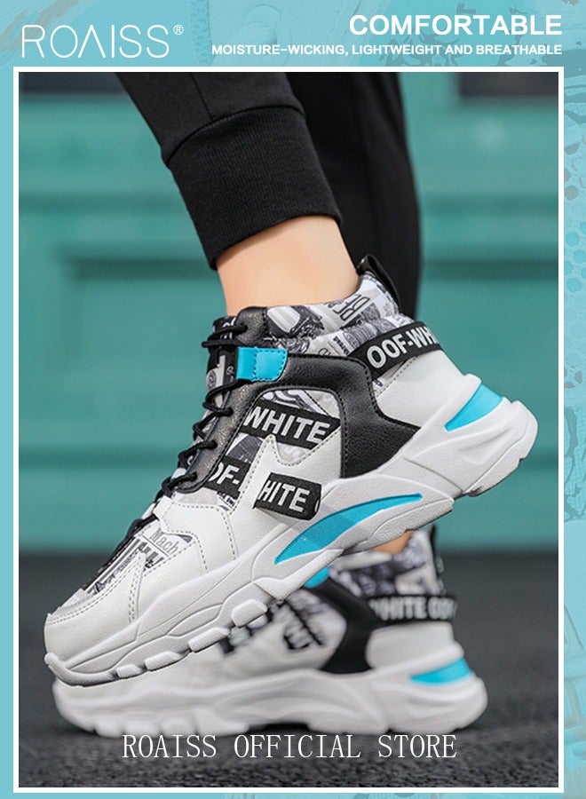 Men Stylish Chunky Sneakers, Lace up Non Slip Platform Shoes, Versatile High Top Sneakers, Casual Comfy Sports Shoes for Men, Suitable for Daily Wear and Outdoor Activities