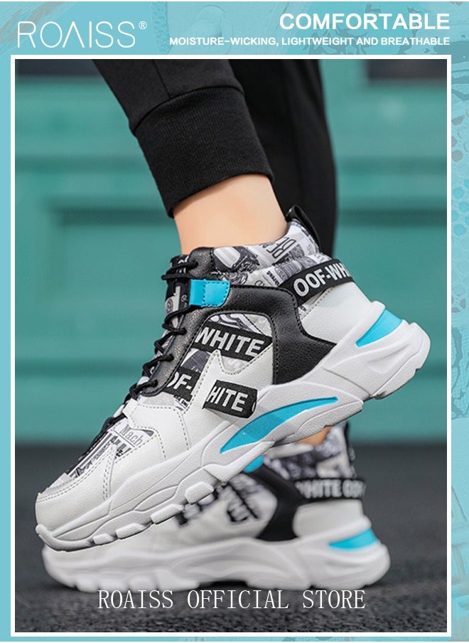 Stylish Men's Colour Block Lace-up Platform Shoes - Black, Height-Boosting, Breathable, Comfortable, Versatile - Ideal for Casual Outings and Daily Wear Colorblock Sneakers