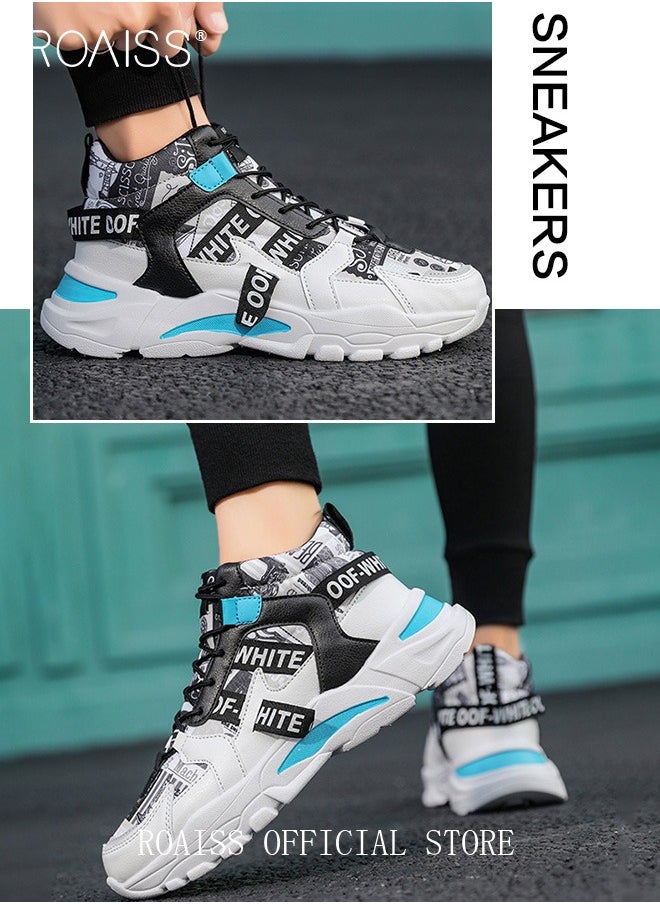 Stylish Men's Colour Block Lace-up Platform Shoes - Black, Height-Boosting, Breathable, Comfortable, Versatile - Ideal for Casual Outings and Daily Wear Colorblock Sneakers