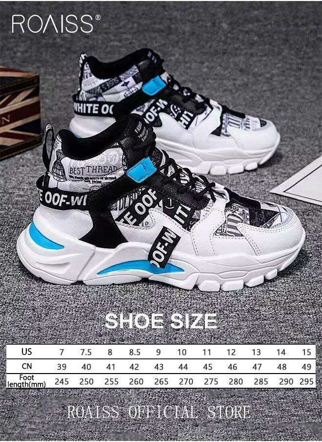 Stylish Men's Colour Block Lace-up Platform Shoes - Black, Height-Boosting, Breathable, Comfortable, Versatile - Ideal for Casual Outings and Daily Wear Colorblock Sneakers