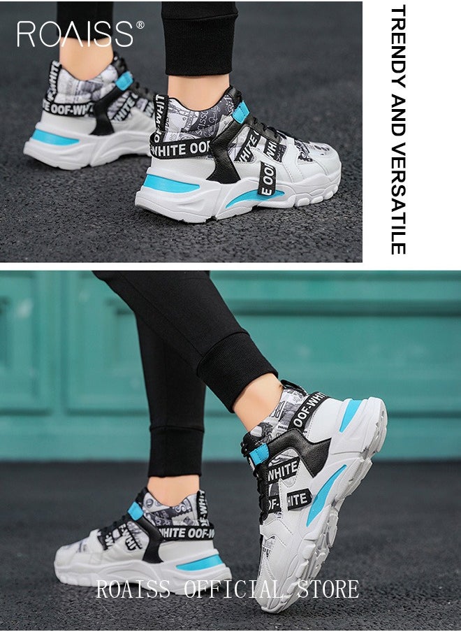 Stylish Men's Colour Block Lace-up Platform Shoes - Black, Height-Boosting, Breathable, Comfortable, Versatile - Ideal for Casual Outings and Daily Wear Colorblock Sneakers