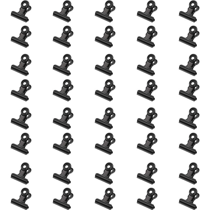 Gejoy 40 Pack Metal Clips 0.87 Inch Small Bull Binder Paper Clips for Picture Photo Crafts Food Bags Home Office Supplies(Black) - Image 1