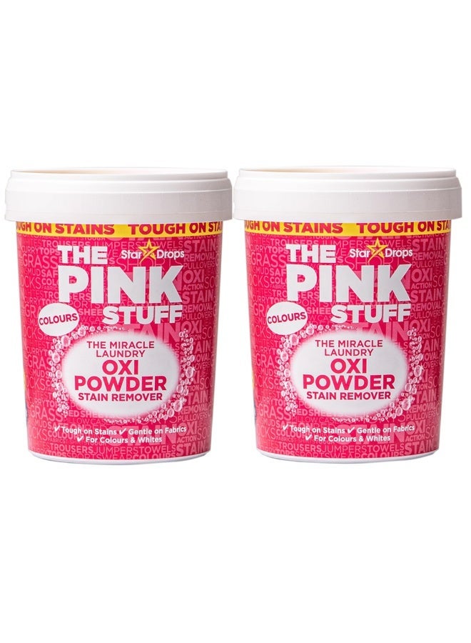 THE PINK STUFF Stardrops The Pink Stuff Oxi Powder Stain Remover for Colours – Pack of 2 (2 × 1kg) – Colour-Safe Oxygen Cleaning Power, Tough on Stains, Fresh Clean Scent - Image 1