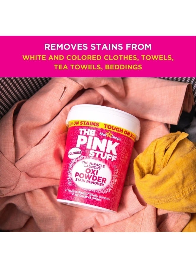 THE PINK STUFF Stardrops The Pink Stuff Oxi Powder Stain Remover for Colours – Pack of 2 (2 × 1kg) – Colour-Safe Oxygen Cleaning Power, Tough on Stains, Fresh Clean Scent - Image 3