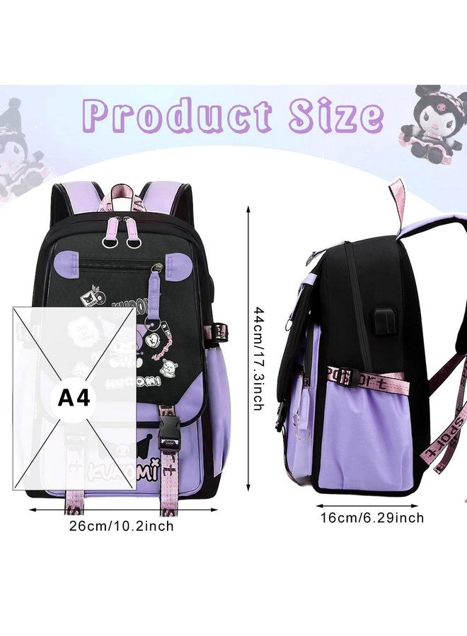 PALAY Kawaii Kuromi School Backpack School Girls Backpack 17'' Large Capacity Bookbag Girls Backpack For School, Gift For Girls School Gift For Kids 6-12 Years Old, Multicolor - Image 2