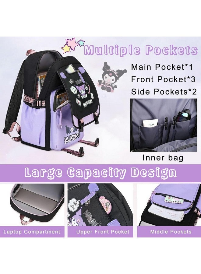 PALAY Kawaii Kuromi School Backpack School Girls Backpack 17'' Large Capacity Bookbag Girls Backpack For School, Gift For Girls School Gift For Kids 6-12 Years Old, Multicolor - Image 4