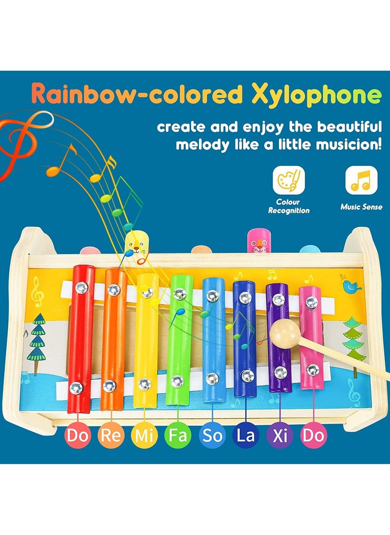 Generic - Montessori Toys Wooden Hammering Pounding with Xylophone Toddlers Learning Developmental Activity Game Birthday Gifts for Boys Girls Age 1 2 3 4 - Image 1