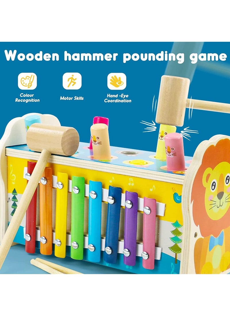 Generic - Montessori Toys Wooden Hammering Pounding with Xylophone Toddlers Learning Developmental Activity Game Birthday Gifts for Boys Girls Age 1 2 3 4 - Image 1