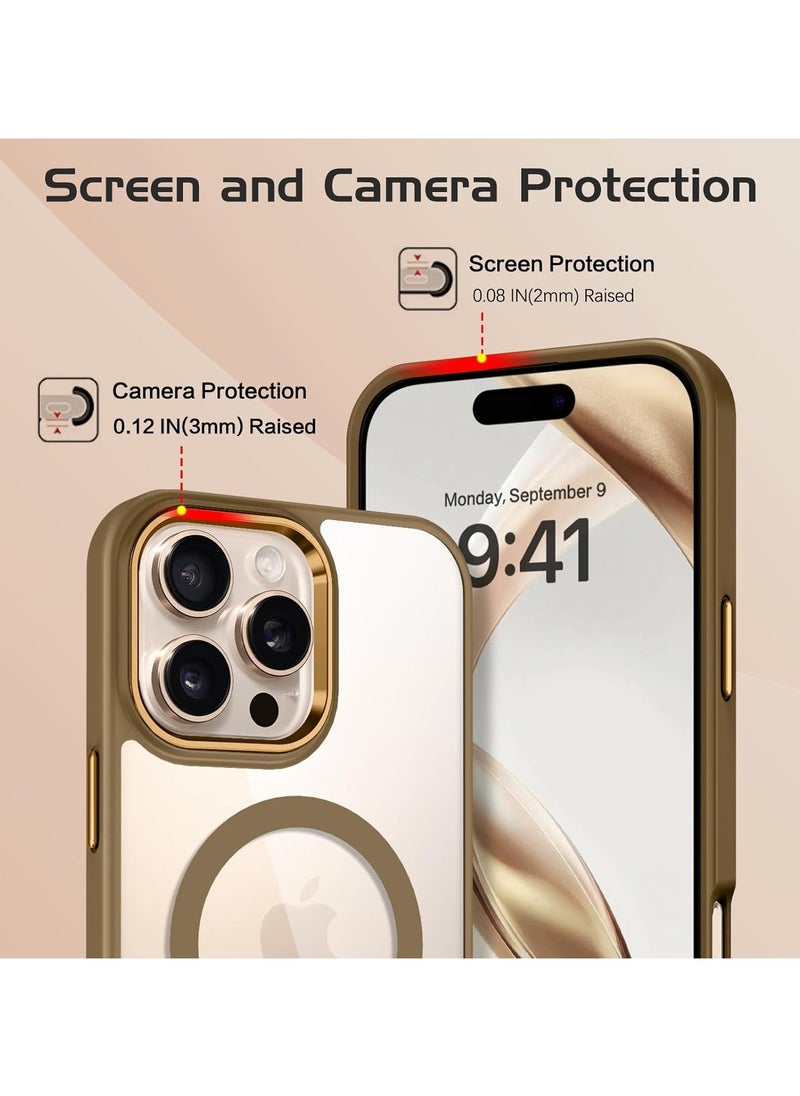 Denx - Magnetic Case for iPhone 16 Pro, Compatible iphone 16 Pro with MagSafe, Translucent Back Slim Shockproof Phone Cover (Desert Titanium) - Image 1