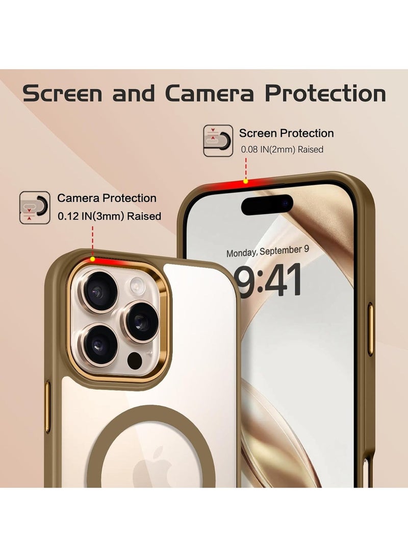 أكاليكس جراب مغناطيسي لهاتف iPhone 16 Pro، متوافق مع iPhone 16 Pro مع MagSafe، غطاء خلفي شفاف نحيف مقاوم للصدمات (تيتانيوم صحراوي) - Image 5