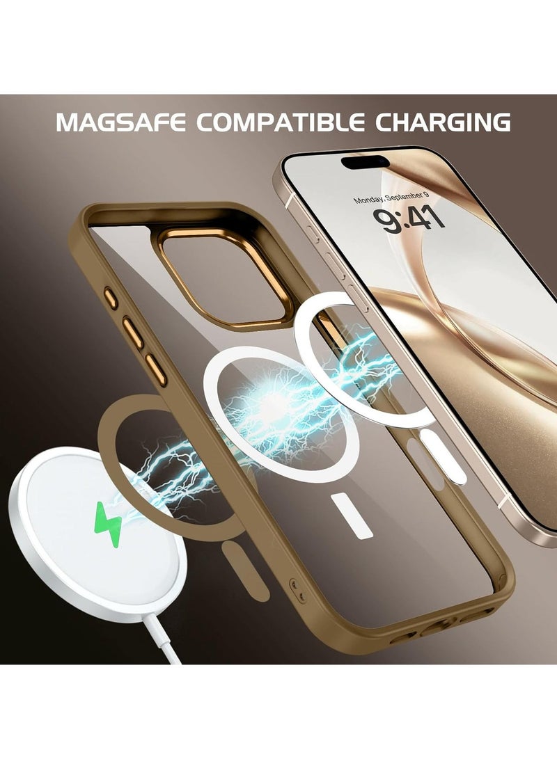 أكاليكس جراب مغناطيسي لهاتف iPhone 16 Pro، متوافق مع iPhone 16 Pro مع MagSafe، غطاء خلفي شفاف نحيف مقاوم للصدمات (تيتانيوم صحراوي) - Image 4