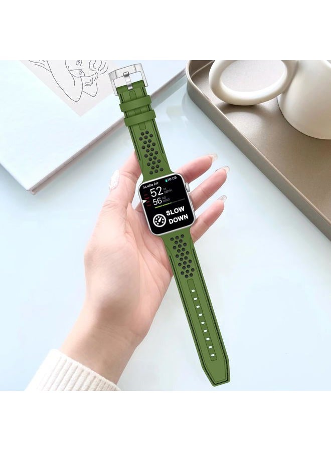 YISIWERA Sport Silicone Band Compatible with Apple Watch Band 42mm 44mm 45mm 49mm for Women Men,Soft Wristband Waterproof Replacement Sport Strap for iWatch Series 9 8 7 6 5 4 3 2 1 Ultra SE Green - Image 4