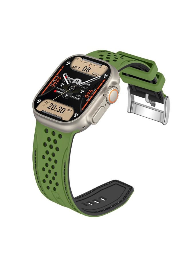 YISIWERA Sport Silicone Band Compatible with Apple Watch Band 42mm 44mm 45mm 49mm for Women Men,Soft Wristband Waterproof Replacement Sport Strap for iWatch Series 9 8 7 6 5 4 3 2 1 Ultra SE Green - Image 1