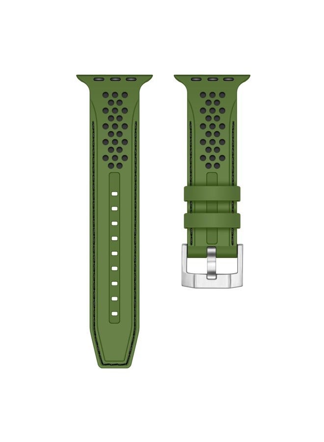 YISIWERA Sport Silicone Band Compatible with Apple Watch Band 42mm 44mm 45mm 49mm for Women Men,Soft Wristband Waterproof Replacement Sport Strap for iWatch Series 9 8 7 6 5 4 3 2 1 Ultra SE Green - Image 2