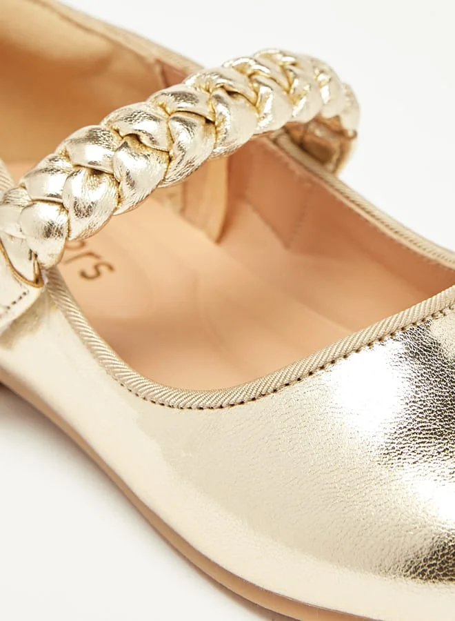 جونيورز Girls Solid Ballerina Shoes with Hook and Loop Closure